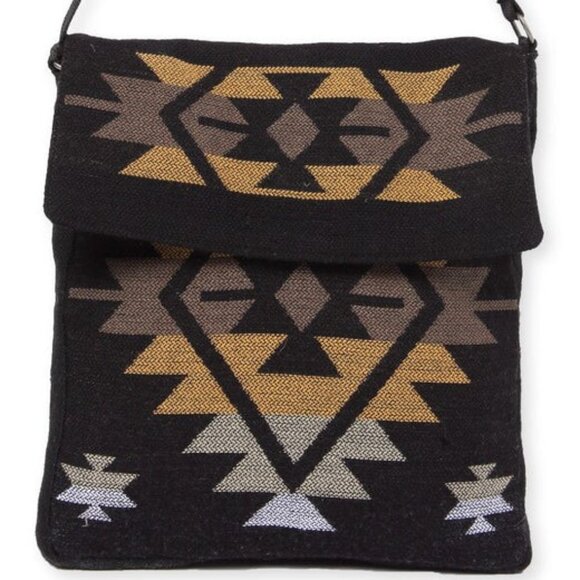 Flap Top Shoulder Bag - Southwest Style - Ethnic Inspired Design - Lightweight - Picture 3 of 9